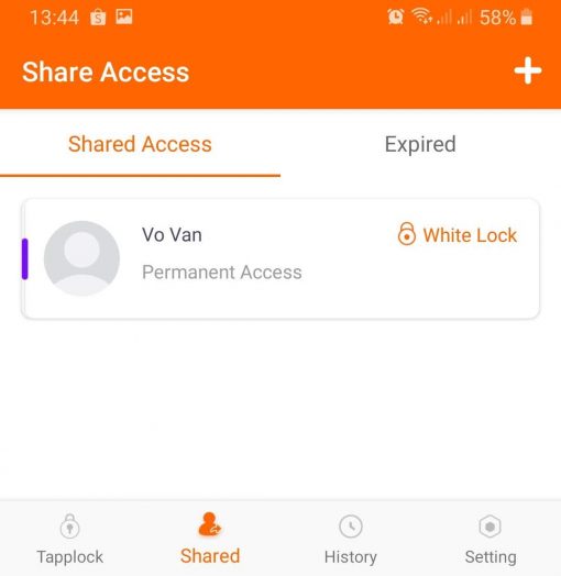 Chia sẻ quyền mở khóa thông qua ứng dụng Tapplock