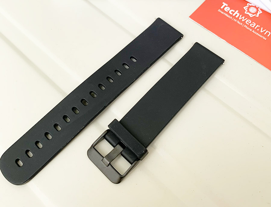 Dây silicon của Ticwatch E3 có kích thước chốt 20mm, chốt gài thông minh
