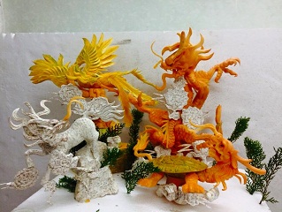 Fruit carving Dragon and cloud