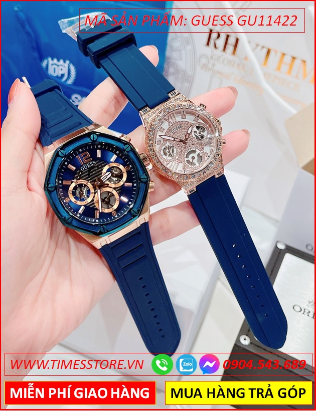 dong-ho-cap-doi-guess-chronograph-mat-dinh-da-day-slicone-xanh-timesstore-vn