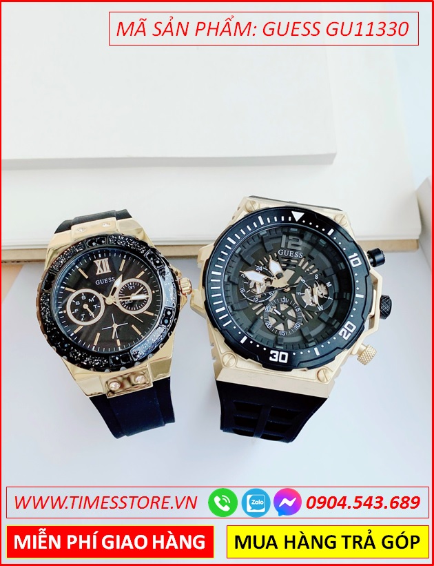 dong-ho-cap-doi-guess-mat-tron-chronograph-full-den-day-cao-su-thoi-trang-dep-gia-re-timesstore-vn