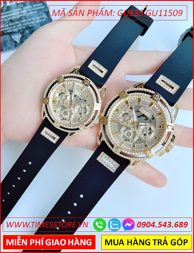 dong-ho-cap-doi-guess-tua-hublot-full-da-vang-gold-day-sillicone-timesstore-vn