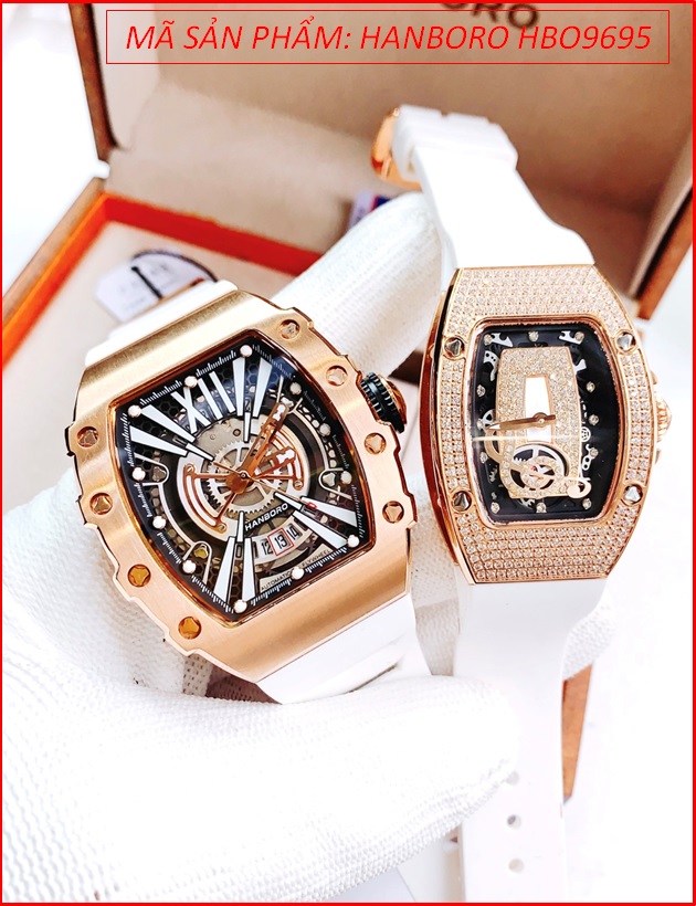 dong-ho-cap-doi-hanboro-automatic-mat-oval-rose-gold-day-silicone-trang-timesstore-vn