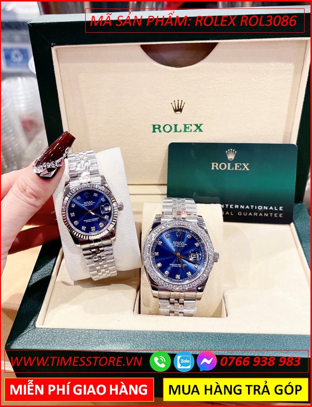 dong-ho-cap-doi-rolex-f1-automatic-mat-xanh-duong-day-kim-loai-timesstore-vn