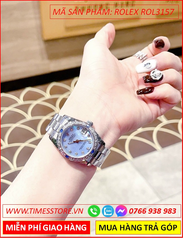 dong-ho-cap-doi-rolex-f1-oyster-datejust-mat-xanh-day-kim-loai-timesstore-vn