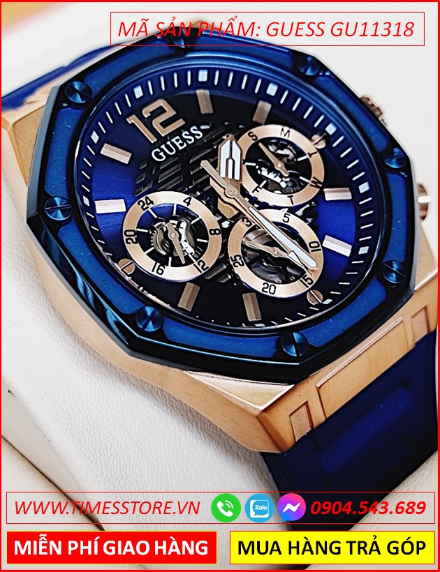 dong-ho-nam-guess-mat-tron-xanh-chronograph-the-thao-day-silicone-xanh-dep-gia-re-timesstore-vn