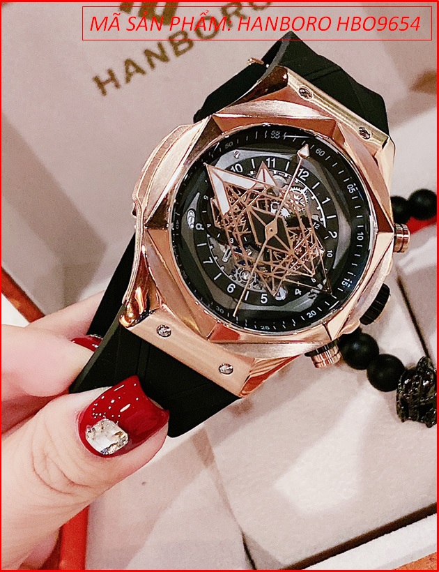 dong-ho-nam-hanboro-automatic-mat-luc-giac-rose-gold-day-silicone-den-timesstore-vn