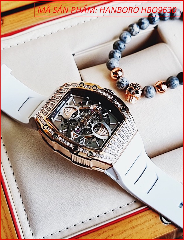 dong-ho-nam-hanboro-automatic-mat-oval-da-swarovski-rose-gold-day-silicone-trang-timesstore