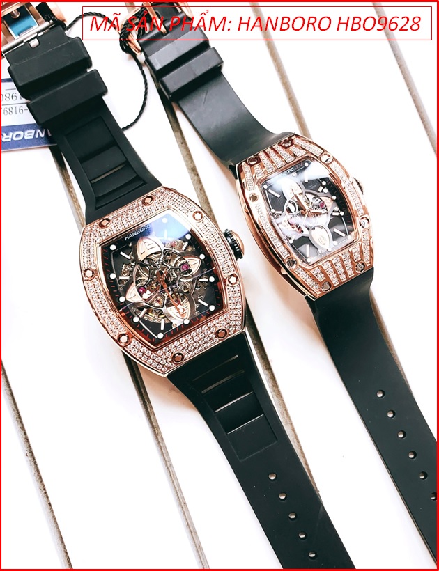 dong-ho-nam-hanboro-automatic-mat-oval-full-da-swarovski-rose-gold-day-silicone-den-timesstore-vn