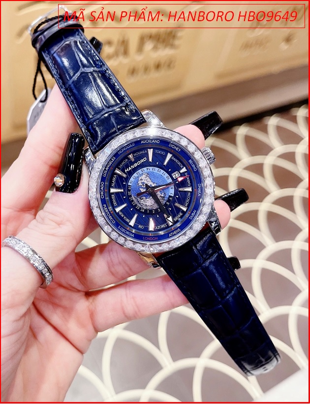 dong-ho-nam-hanboro-automatic-mat-tron-xanh-day-da-timesstore-vn