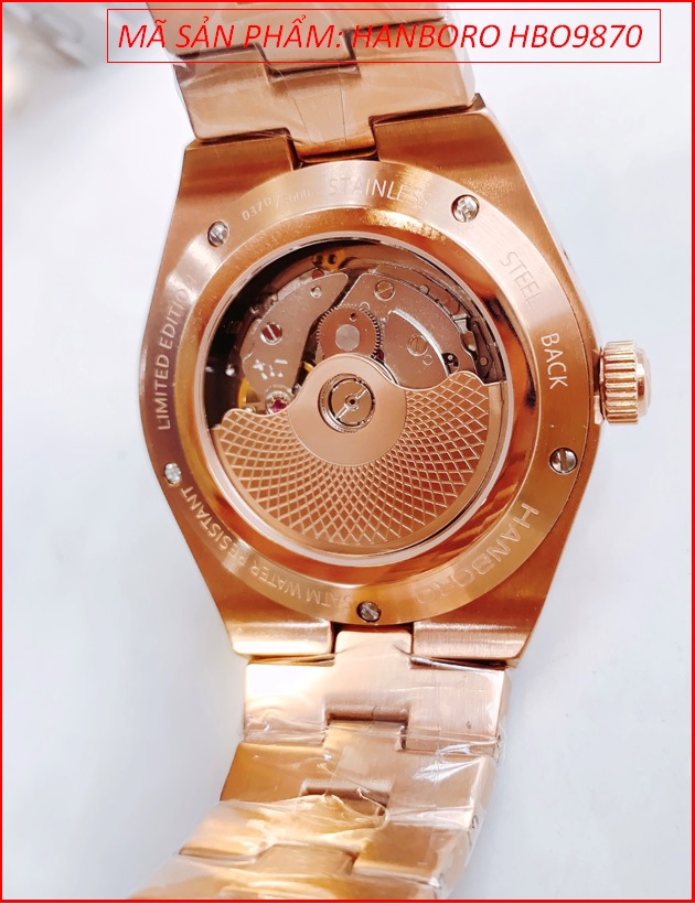 dong-ho-nam-hanboro-automatic-mat-xanh-lo-may-day-rose-gold-timesstore-vn