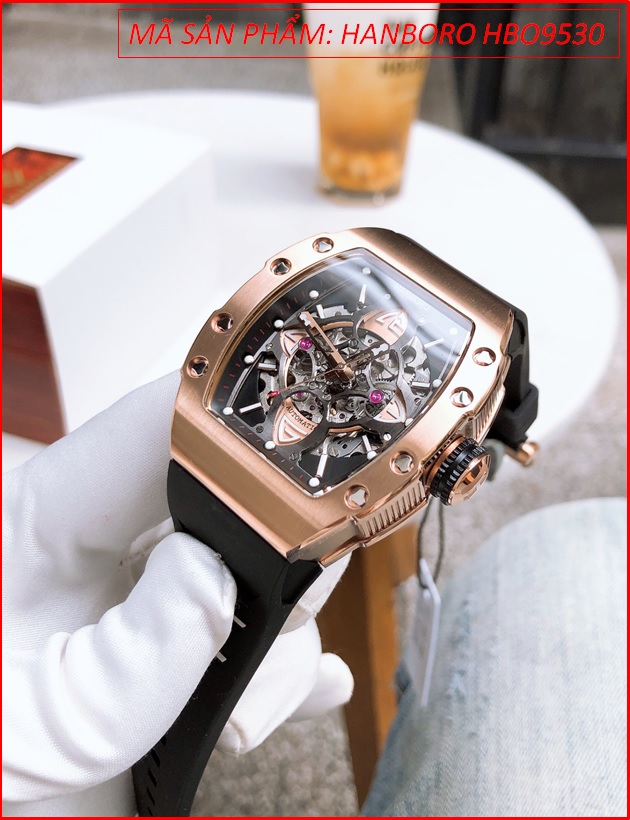 dong-ho-nam-hanboro-mat-oval-automatic-rose-gold-day-cao-su-chinh-hang-dep-gia-re-timesstore-vn