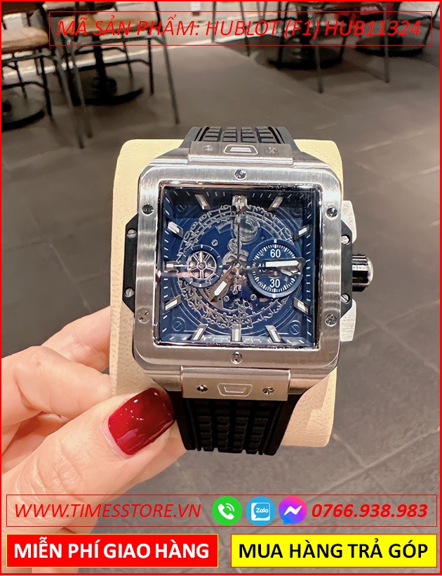 dong-ho-nam-hublot-f1-square-bang-mat-vuong-xanh-day-sillicone-timesstore-vn