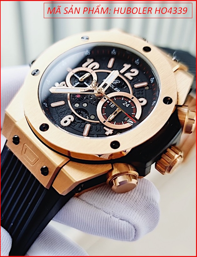 dong-ho-nam-huboler-mat-tron-den-5-kim-vien-rose-gold-day-silicone-den-chinh-hang-dep-gia-re-timesstore-vn