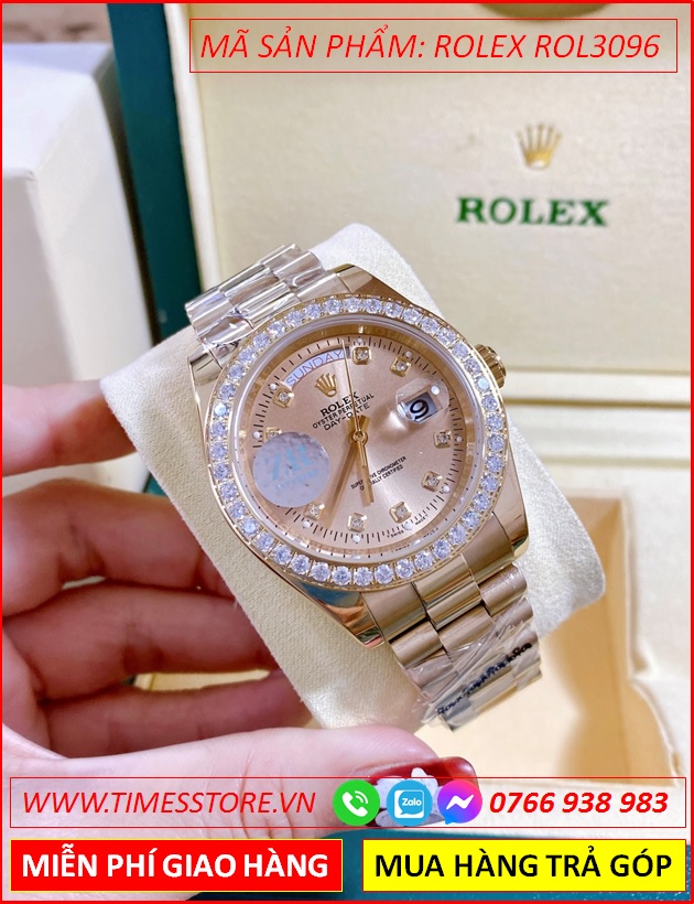 dong-ho-nam-rolex-f1-automatic-2-lich-mat-dinh-da-day-rose-gold-timesstore-vn