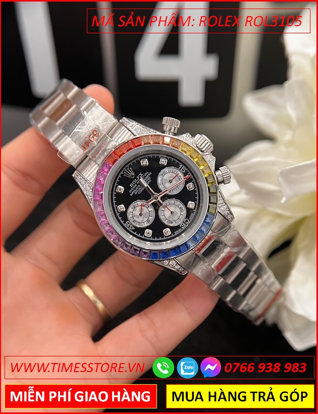 dong-ho-nam-rolex-f1-automatic-daytona-rainbow-dinh-da-nhieu-mau-timesstore-vn