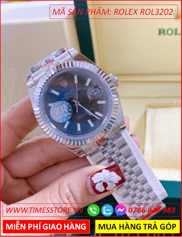 dong-ho-nam-rolex-f1-automatic-mat-den-nieng-khia-day-kim-loai-timesstore-vn