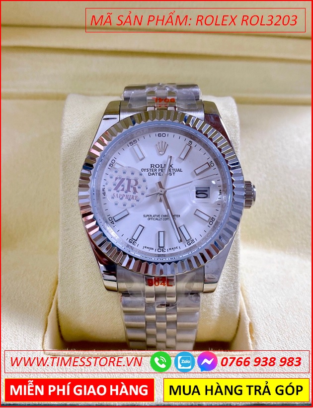 dong-ho-nam-rolex-f1-automatic-mat-trang-nieng-khia-day-kim-loai-timesstore-vn