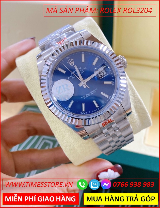 dong-ho-nam-rolex-f1-automatic-mat-xanh-nieng-khia-day-kim-loai-timesstore-vn