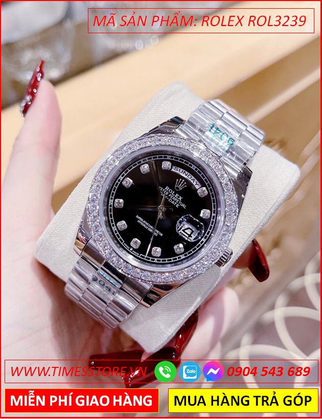 dong-ho-nam-rolex-f1-day-date-automatic-mat-den-co-2-lich-dinh-da-day-kim-loai-timesstore-vn