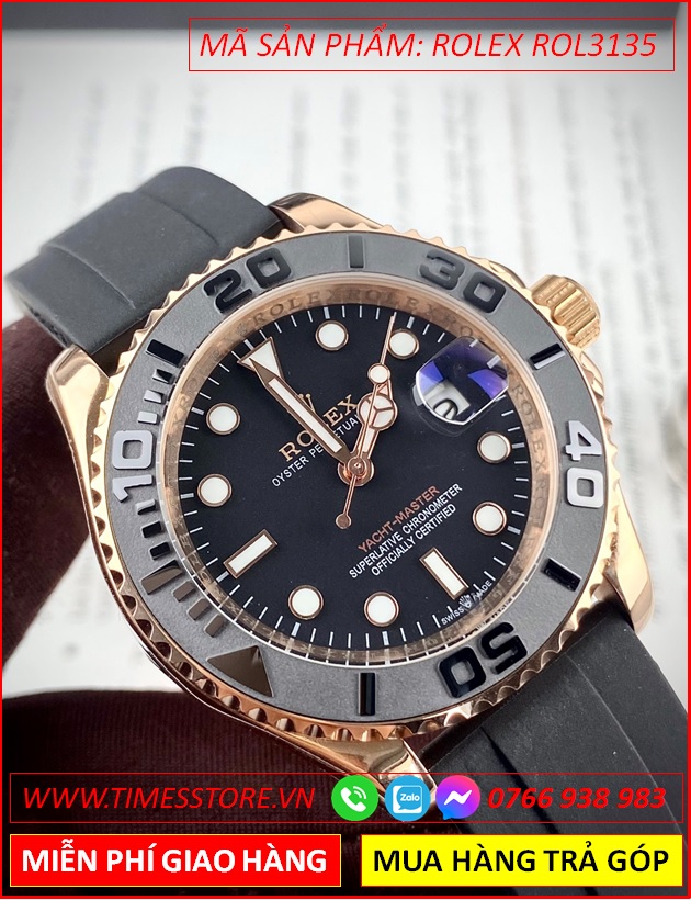 dong-ho-nam-rolex-yacht-master-automatic-mat-den-rose-gold-sillicone-timesstore-vn