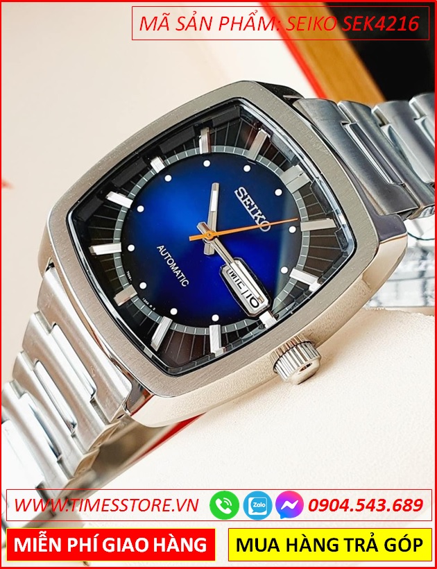 dong-ho-nam-seiko-recraft-automatic-mat-vuong-xanh-duong-day-kim-loai-timesstore-vn