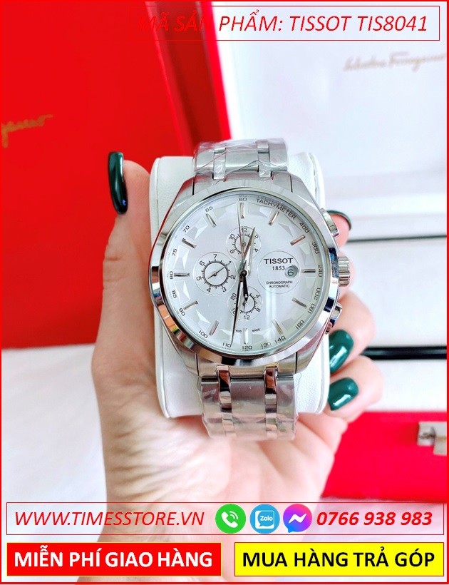 dong-ho-nam-tissot-automatic-mat-trang-6-kim-day-kim-loai-timesstore-vn