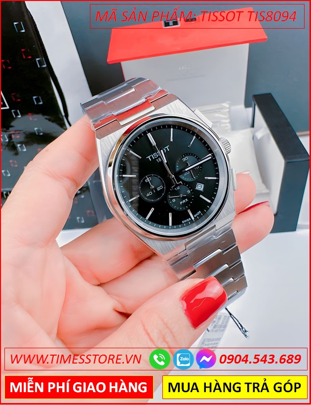 dong-ho-nam-tissot-prx-mat-den-chronograph-6-kim-day-kim-loai-timesstore-vn