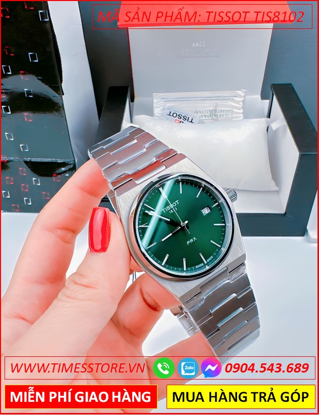 dong-ho-nam-tissot-prx-mat-tron-xanh-la-day-kim-loai-timesstore-vn