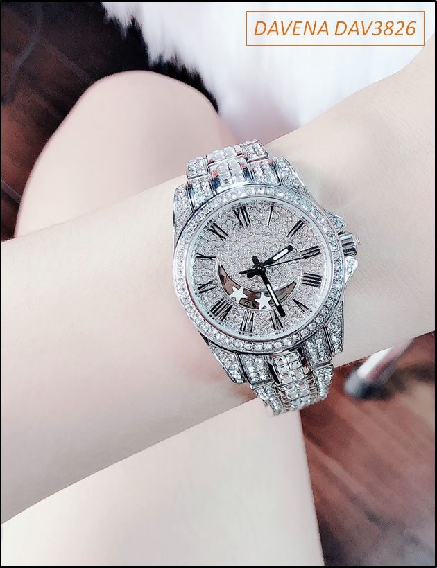 dong-ho-nu-davena-automatic-mat-trang-dinh-full-da-swarovski--thoi-trang-dep-gia-re-timesstore-vn