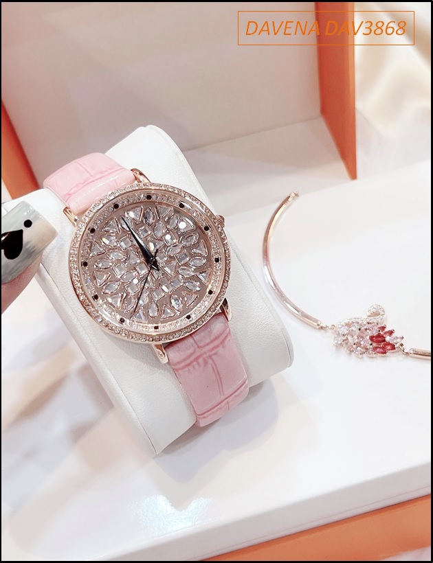 set-dong-ho-nu-davena-swarovski-rose-gold-day-da-hong-lac-tay-thien-nga-dep-gia-re-timesstore-vn