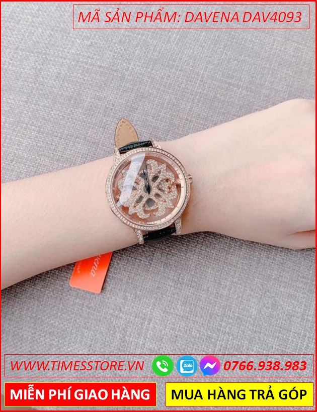 dong-ho-nu-davena-mat-tron-xoay-rose-gold-day-da-timesstore-vn