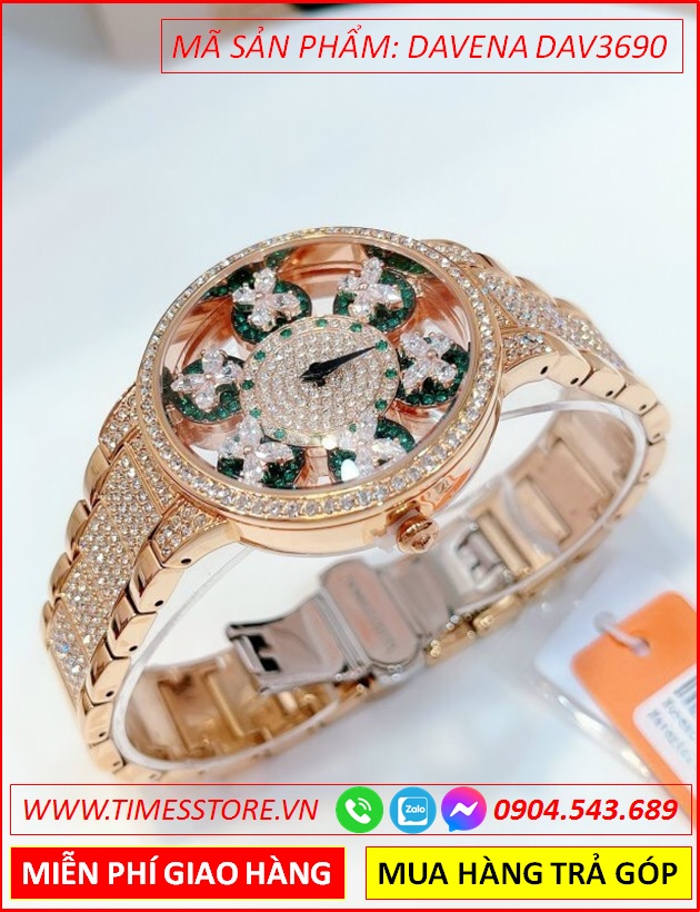 dong-ho-nu-davena-mat-xoay-canh-buom-xanh-day-rose-gold-dinh-da-timesstore-vn