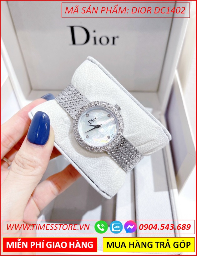 dong-ho-nu-dior-satine-mat-trang-xa-cu-day-mesh-luoi-timesstore-vn