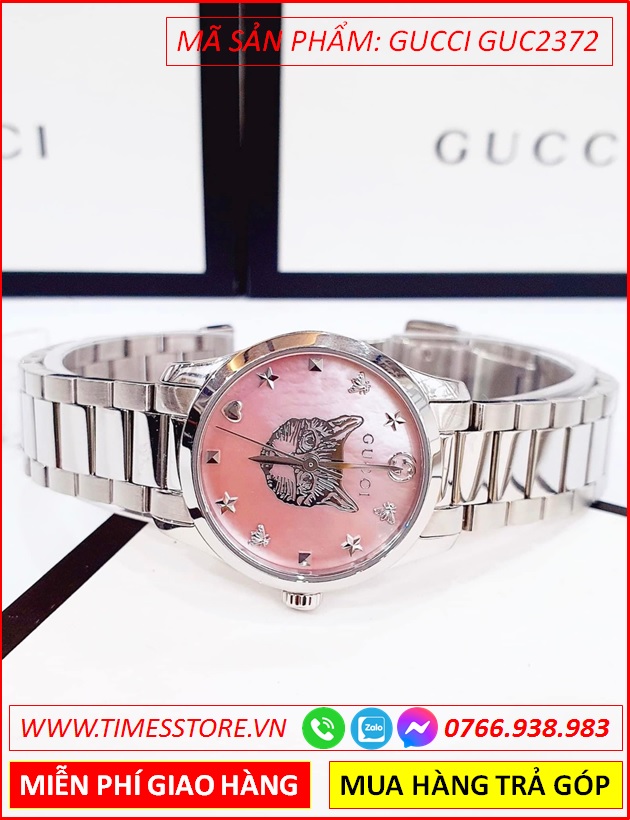 dong-ho-nu-gucci-mat-kham-trai-hong-hinh-meo-day-kim-loai-timesstore-vn