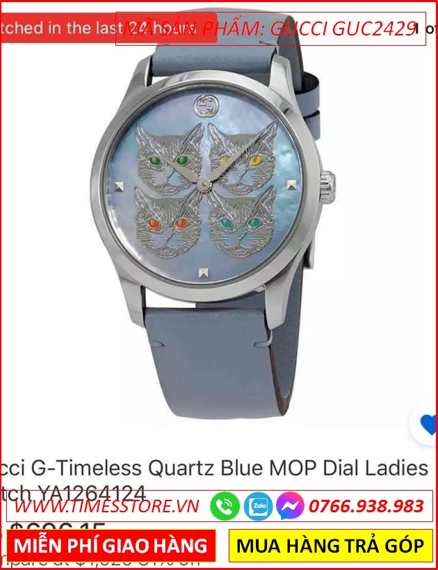 dong-ho-nu-gucci-timeless-cat-women-day-da-xanh-timesstore-vn