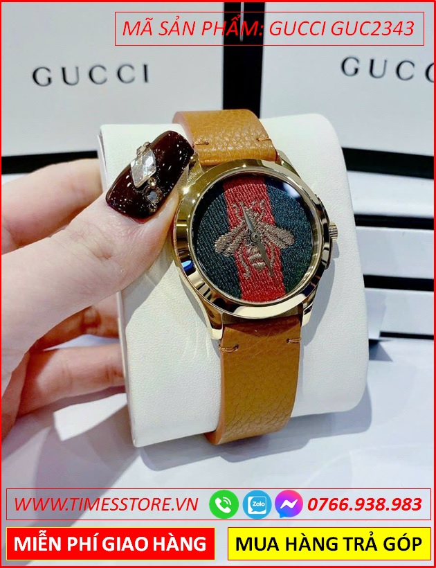 dong-ho-nu-gucci-unisex-mat-con-ong-day-da-nau-vang-timesstore-vn