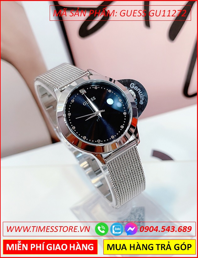 dong-ho-nu-guess-chelsea-mat-tron-den-day-kim-loai-mesh-silver-thoi-trang-dep-timesstore-vn