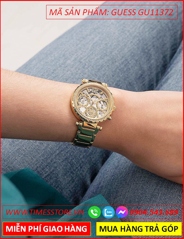 dong-ho-nu-guess-chronograph-lo-co-mat-tron-day-kim-loai-vang-gold-dep-timesstore-vn