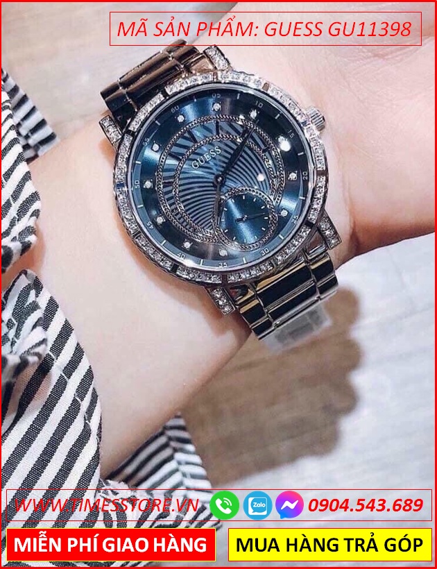 dong-ho-nu-guess-constellation-mat-xanh-dinh-da-day-kim-loai-timesstore-vn