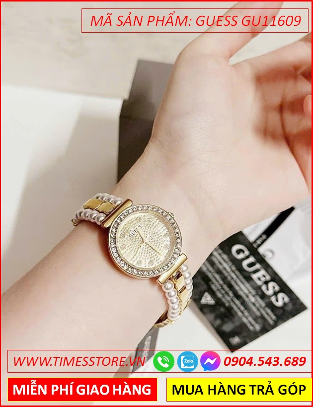 dong-ho-nu-guess-gala-dinh-da-vang-gold-day-dinh-ngoc-trai-trang-timesstore-vn