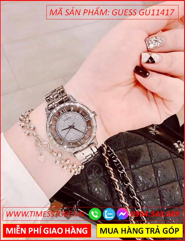 dong-ho-nu-guess-mat-so-la-ma-dinh-da-day-kim-loai-silver-timesstore-vn