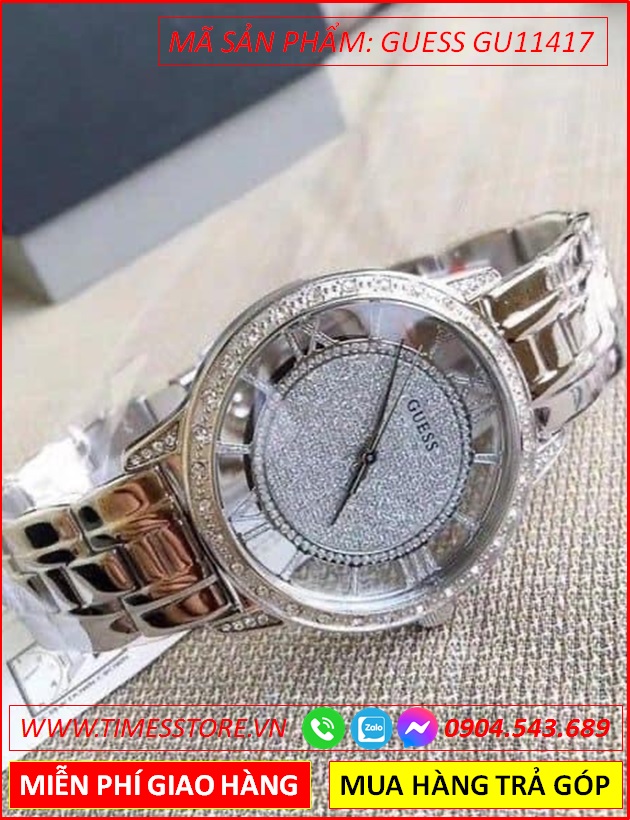 dong-ho-nu-guess-mat-so-la-ma-dinh-da-day-kim-loai-silver-timesstore-vn