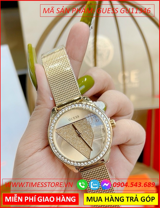 dong-ho-nu-guess-mat-tron-dinh-da-swarovski-day-mesh-luoi-vang-gold-thoi-trang-dep-timesstore-vn