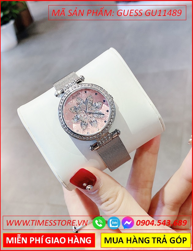 dong-ho-nu-guess-mat-tron-dinh-hoa-pha-le-day-mesh-luoi-timesstore-vn