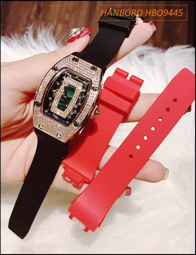 dong-ho-nu-hanboro-phien-ban-richard-mille-23-ty-mat-oval-swarovski-rose-gold-day-silicone-trang-hotgirl-dep-gia-re-timesstore