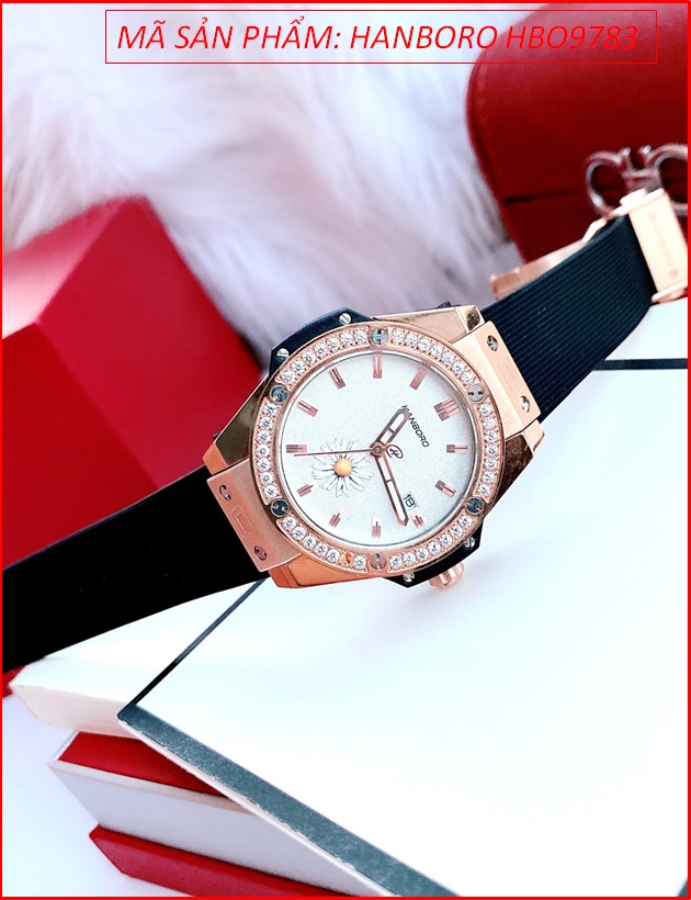 dong-ho-nu-hanboro-mat-tron-rose-gold-hinh-hoa-cuc-day-silicone-timesstore-vn