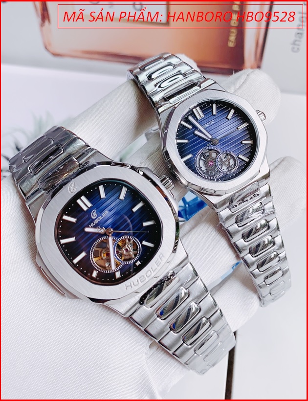 dong-ho-nu-hanboro-mat-tron-xanh-day-kim-loai-patek-philippe-dep-gia-re-timesstore-vn