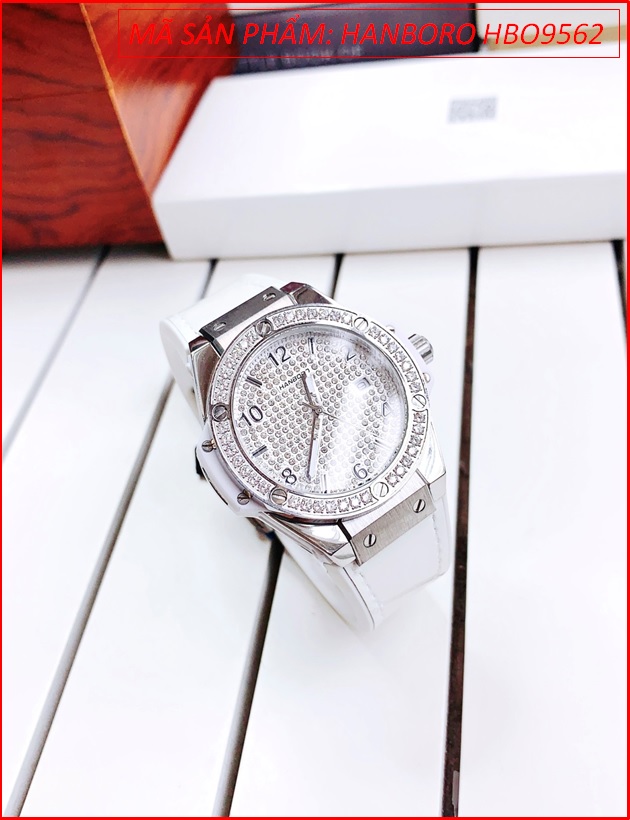 dong-ho-nu-hanboro-tua-hublot-dinh-pha-le-silver-day-silicone-trang-chinh-hang-dep-gia-re-timesstore-vn