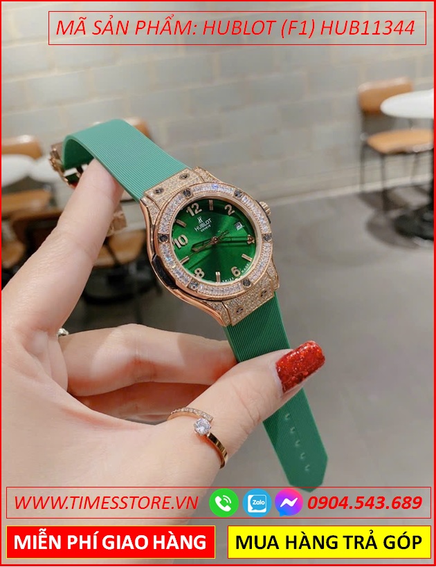 dong-ho-nu-hublot-f1-mat-tron-dinh-da-rose-gold-day-silicone-xanh-la-timesstore-vn